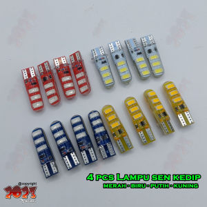 4 PCS Lampu Sen Jelly Kedip LED T10 6 Mata SEN Jelly LED T10 SEIN Reting Motor Flash Stobo