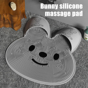 Okey Shop 1pc Silicone Bath Massage Floor Mat Bathroom Back Rub Wall Mounted Tool Non-Slip Pad Foot Wash Dead Skin Removal For Exfoliating Achy Feet Soothing Rabbit Shape