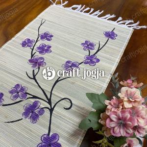 Taplak Meja Tamu Tenun Bahan Mendong Motif Ukuran Panjang 150 & 200 cm Aesthetic Kerajinan Jogja