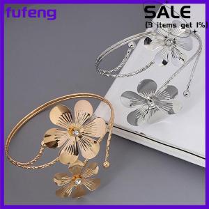 fufeng Bohemian Butterfly Leaf Charm Upper Bracelet Arm Chain Metal Hollow Out Geometric Pattern Retro Arm Cuff Bangle Body Bracelets