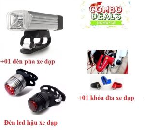 Khóa đĩa an toàn cho xe đạp và Đèn pha siêu sáng Tặng Đèn led hậu xe đạp chất lượng cao