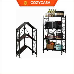 Foldable Storage Rack Adjustable Steel Shelf Cabinet with Wheels