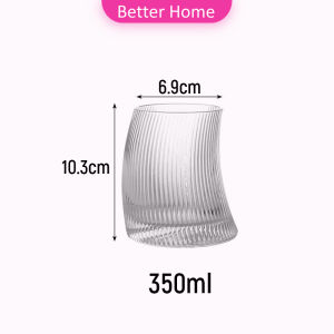 Better แก้วค็อกเทล ปลายโค้งกระจกคุณภาพดีดีไซค์เก๋ แก้วน้ำผลไม้ แก้วแก้วลายทาง 350ml 500ml Glass cup