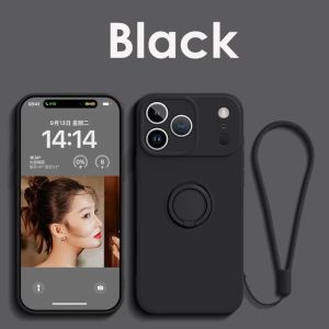 Lanyard Liquid Silicone Wrist Strap Ring Holder Phone Case For iPhone 18 17 Air 17e 16 16e 15 14 Plus 13 12 Mini 11 Pro Max X XR XS Max Phone Cover Casing