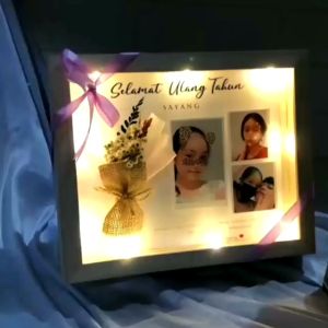 30x25cm lampu hias LED scrap box bingkai frame foto popup 3D hadiah kado gift hampers custom wisuda anniversary ultah mewah