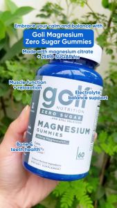 Goli Nutrition Zero Sugar Magnesium Citrate 60 Gummies w Vit.D for Daily Wellness Recovery