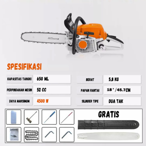 REAIM Gergaji Mesin Kayu 2Tak 4500W Mesin Potong Kayu 20inch 52CC Chain Saw