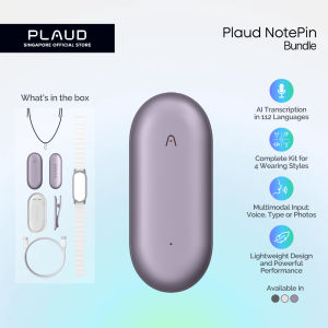 PLAUD NotePin Wearable AI Voice Recorder -Transcribe & Summarize with AI. Support 112 Languages(Full Accessories Bundle)