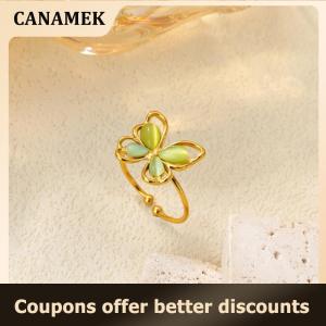 【 CANAMEK 】 Popular Butterfly Rings For Women Color Stainless Steel Geometric Opening Finger Ring Aesthetic Wedding Christmas Jewelry