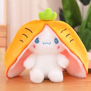 JOJO CASTLE Tiktok Hot Sale Rabbit Soft Toy  Genuine Guarantee Interesting Bag Transformed Rabbit Plush Toy 18/25/35cm Carrot Strawberry Bunny Stuffed Toys Long Ears Bunny For Children Girls Birthday Gift