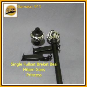 Batang Tiang Gorden Garis Dan Ulir Breket Besi Single Full Set Pintu dan kamar Jendela Princess