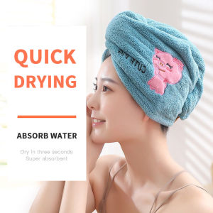 Cute Shower Cap for Hair Quick Dry Towel Hair Cap Turban Wrap Towel Hat Bathroom