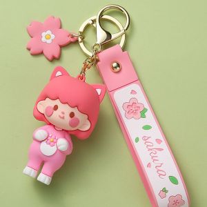 SIGVARD - Gantungan Kunci Motor Mobil Pintu Rumah Tas Lucu Unik Boneka Wanita Sakura Merah KEY15