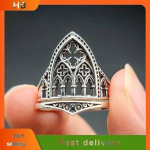 HB Vintage Creative Unique Crosses Hollow Castle Style Ring For Women Jewelry Accessries Gifts