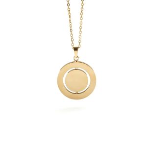 Fnixtar 10pcs Stainless Steel Round Rotatable Pendant Necklace Name Tag Necklaces Fashion Lover Couple Jewelry for Women Men