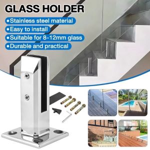 304 Stainless Steel Glass Pool Fence Clip Floor Glass Holder Clamp Stand Fixed Fittings Clamp