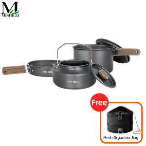 Mishilei 3pcs Camping Cooking Set Lightweight Tableware Heat-resistant Handle Portable Outdoor Cookware