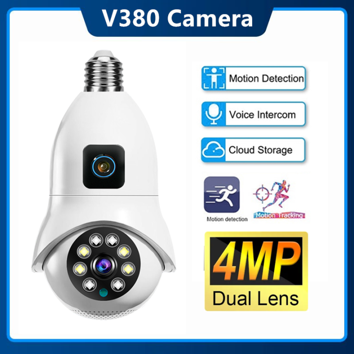 V380 4MP Bulb PTZ Wifi Camera 1080P Full Color Night Vision Automatic ...