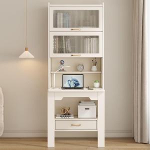 Integrated study desk with bookcase and desk. Bedroom bookshelf. Foldable bookshelf. Student study desk.