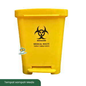 Tempat Sampah Injak 15L Pedal Medis Biohazard Medical Container kuning