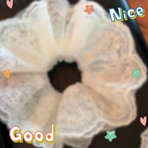 New Lace Large Hair Tie White Embroidered Bun Hair Rope Womens Hair Accessory FS0976