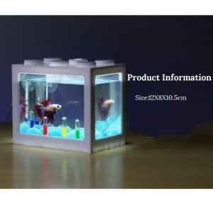Akuarium Mini Akrilik Lego Mi-08 Ikan Cupang Acrylic With LED USB