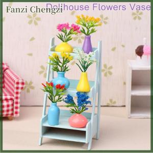 Fanzi 1 12 Dollhouse Miniature Flowers Vase Plant Potted Model Dollhouse Home Decor Toy Micro Landscape Scenery Photo Props