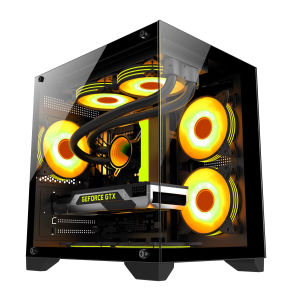 Panoramic room mini frameless column-free computer case/double-sided glass side penetration/supports 240 water cooling/supports small and medium-sized motherboards/supports 7 fan positions