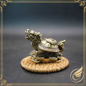 Decor Mini Tượng Long Quy Cõng Xâu Tài Lộc Ngự Thỏi Vàng Tượng Long Quy Phong Thủy Bằng Đồng Thau - Đồ Đồng Thuận Tâm