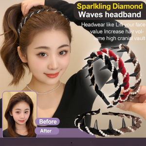 ที่คาดผมแบบลอนผู้หญิง2025 เทรนด์ใหม่สไตล์ตะ ที่คาดผมสำหรับล้างหน้า ที่คาดผมแฟชั่นเกาหลีแบบมีฟั ทรงเรียบง่าย เครื่องประดับผมแบบสวมหัว  ทรงสูง ที่คาดผมกันลื่น