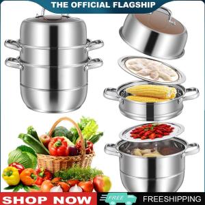 【New Arrival】 Multi-Functional 11 Inch Stainless Steel Steamer with Lid and Handles for Cooking Vegetables Fish and Dumplings
