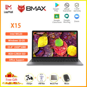 【Free USB Hub+Mouse+Laptop Bag】BMAX X15 Laptop brand new original sale lowest price for Student Intel Gemini Lake N4120/N4100 15.6 inch Intel UHD Graphics 600 8GB LPDDR4 RAM 512GB SSD Computer windows10 Notebook