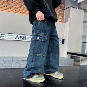 G7 Trendy Brand Boys Straight-Leg Cargo Wide-Leg Jeans Autumn Collection 2025 New Style Long Pants Childrens Autumn Loose Pants 7/7