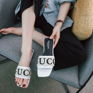 Free Shipping New Korean-Style Ins Flat Sandals With Letter Design Durable And Casual Beach Flip-Flops For Women
