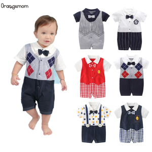 Summer Baby Boy Romper Newborn Gentleman Toddler Jumpsuit Short Sleeve Baby One-piece Fashion Clothes Cotton Baby Bodysuit1PCS