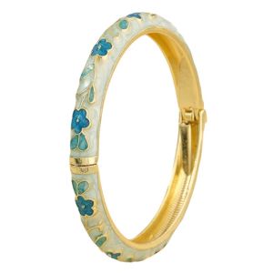 LEKGAVD Flower Pattern Cloisonne Bracelet Rustic Style Zinc Alloy Blossom Enamel Bracelet Womens Jewelry Drip Oil Process Vintage Bracelet Girl