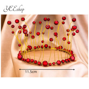 | Cake Decoration | White Pearl Crown Tiara Girl Lady Princess Queen Birthday Cake Topper 流苏珍珠海藻海草皇冠摆件女神公主生日蛋糕装饰