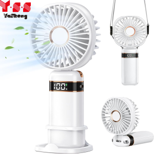 Y·S·S YaSheng Portable Mini Fan USB Rechargeable Desk Fan 10000mAh Digital-display Multi-gear Speed Handheld Hanging Neck Style