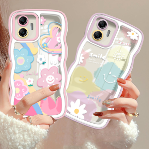 (Lokal Ready) Xinyu Casing hp Realme C53 C51 C55 C33 C35 C31 C30 C30s C21Y C25Y C11 2021 C20 C15 C25 C17 C12 C3 Realme 10 9i 8i 7 Pro Realme5 Pro 5i 5S 6i Narzo 50A Wavy Kesing Senyum Lucu Cinta Hati Bunga Matahari Tepi Bergelombang Soft Case
