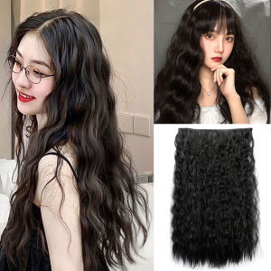ผมยาว22นิ้วผมหยิกลอนคลื่นข้าวโพดสังเคราะห์อุณหภูมิสูงคลิปต่อผมในแฮร์พีซไฟเบอร์สำหรับผู้หญิง