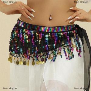 [COD] Man YingLie Boho Bellydance Hip Scarf W Dangling Sequins Sequins Hip Scarf Dance Performance Clothing Jazz Dance Accessories Show Costumes