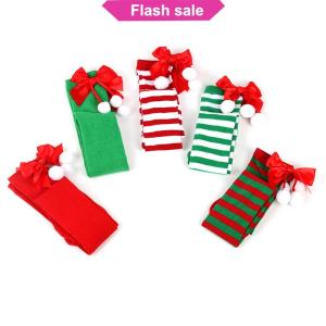 SHENHAO2🎀 Đồ Trang Trí Giáng Sinh Vớ Sọc Dài Vớ Giáng Sinh Trang Trí Vớ Cao Cho Cô Gái Sọc Vớ Đầu Gối