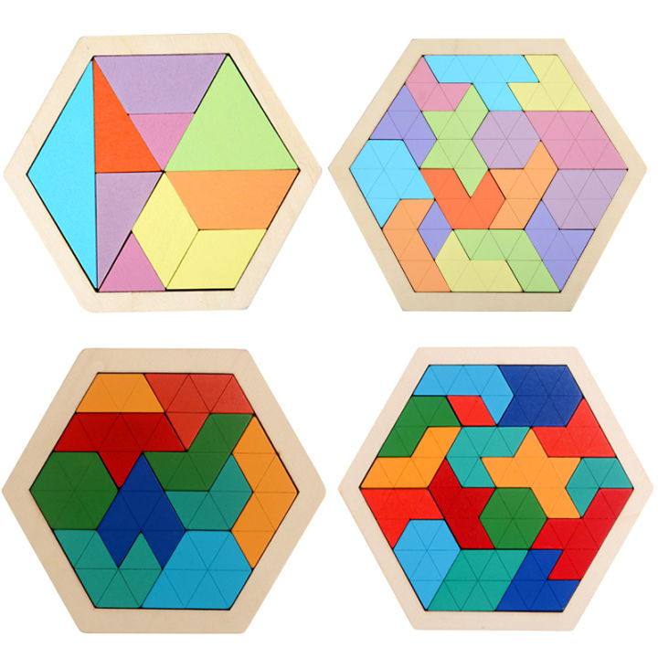 Montessori Wooden Toys 3D Jigsaw Puzzle Tangram Math Toys Baby Hand ...
