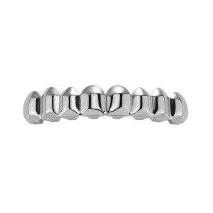 538TD Glossy Finish Teeth Grillz Top Bottom Set Eco-friendly Copper Anti Slip Teeth Jewelry Fashion Silver Teeth Grillz Caps Party