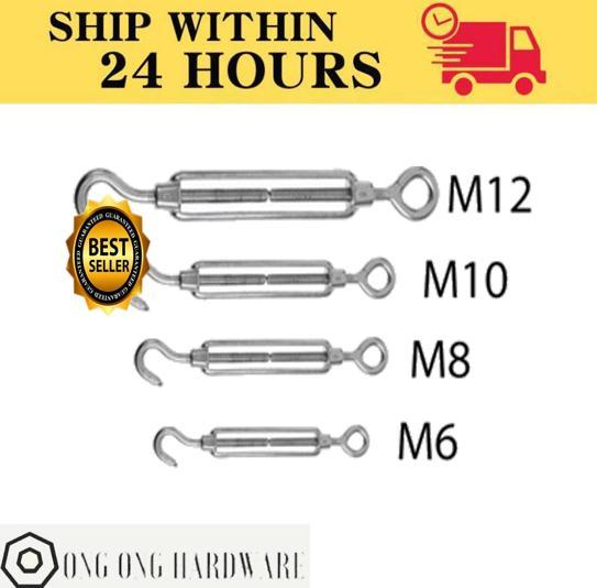 Galvanised Hook Eye Turnbuckle Wire Rope Tension M6 to M12 | Lazada