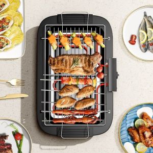 Kompor Barbeku Elektrik Peralatan Barbeku Rak Barbeku Ketuhar Elektrik Isi Rumah Mesin Tusuk Sate Barbeku Dalaman Rak Panggang Tanpa Asap