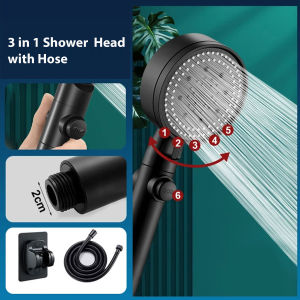 Avinas 3 in 1 Shower Head With Hose Set Black High Pressure Bathroom Shower Sprayer Handheld Rain Shower