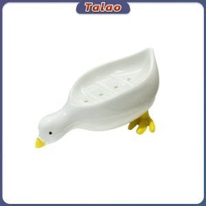 Talao Creative Duck Shape Soap Box Drainable Soap Holder Cartoon Soap Dish Tray Punch-free Soap Container