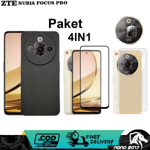 4IN1 CASE MACARON ZTE NUBIA FOCUS PRO BONUS TEMPERED GLASS BLUE+LENSA CAMERA+GARSKIN CARBON
