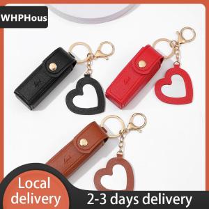 [COD] WHPHous Ship within 24 hours Solid Color Portable Lipstick Bags Wallet Keychain Mini Storage Bag For Women Lipsticks Protective Cover With Mini Makeup Mirror